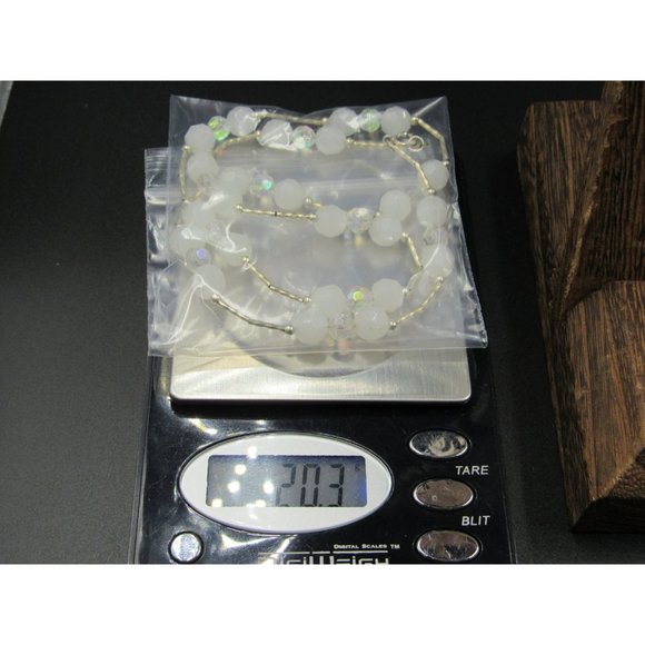 20 Inch Sterling Silver Rustic Faux Light Tone Crystals Necklace - Picture 6 of 6